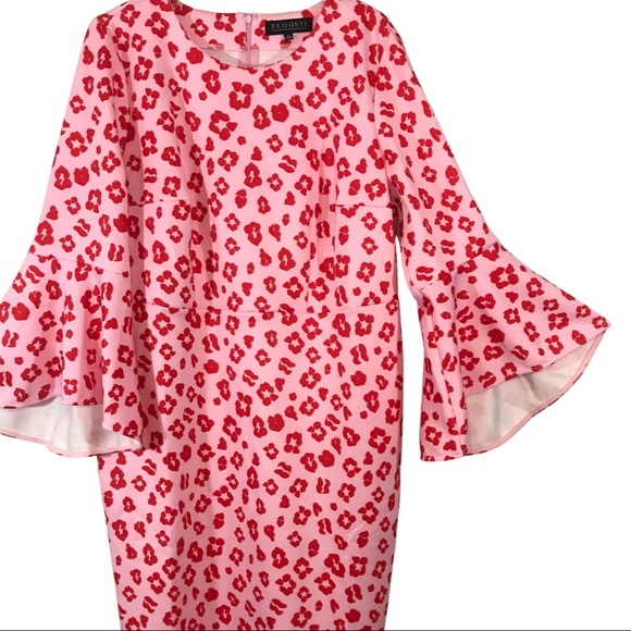 Eloquii Dresses & Skirts - Eloquii flare sleeve pink and red scuba pencil dress size 16 NWT